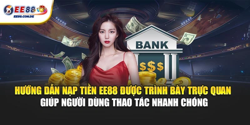 Hướng dẫn nạp tiền EE88 được trình bày trực quan giúp người dùng thao tác nhanh chóng